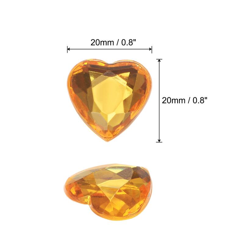 40 Pcs Acrylic Flat Back Rhinestones 20mm Heart Artificial Gemstone - Gold
