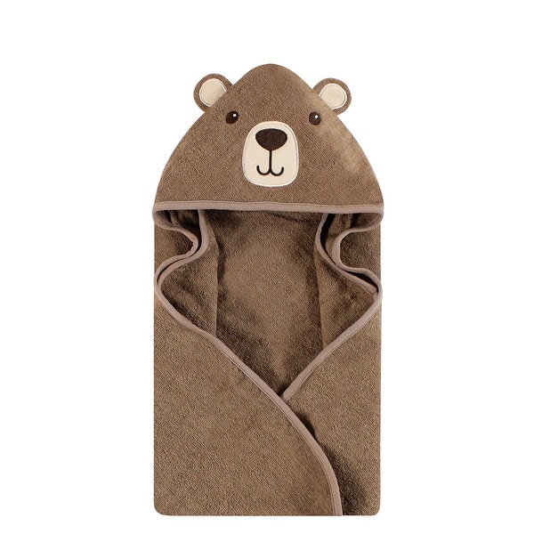 slide 1 of 1, Hudson Baby Unisex Baby Cotton Animal Face Hooded Towel, Brown Bear, One Size - Brown Bear - One Size One Size - Brown Bear