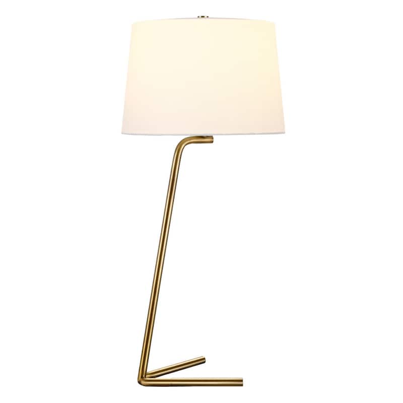 28'' Metal Table Lamp with White Drum Shade Modern LED Light, Slip Uno Fitter, Plug-In - 13" x 13" x 28"