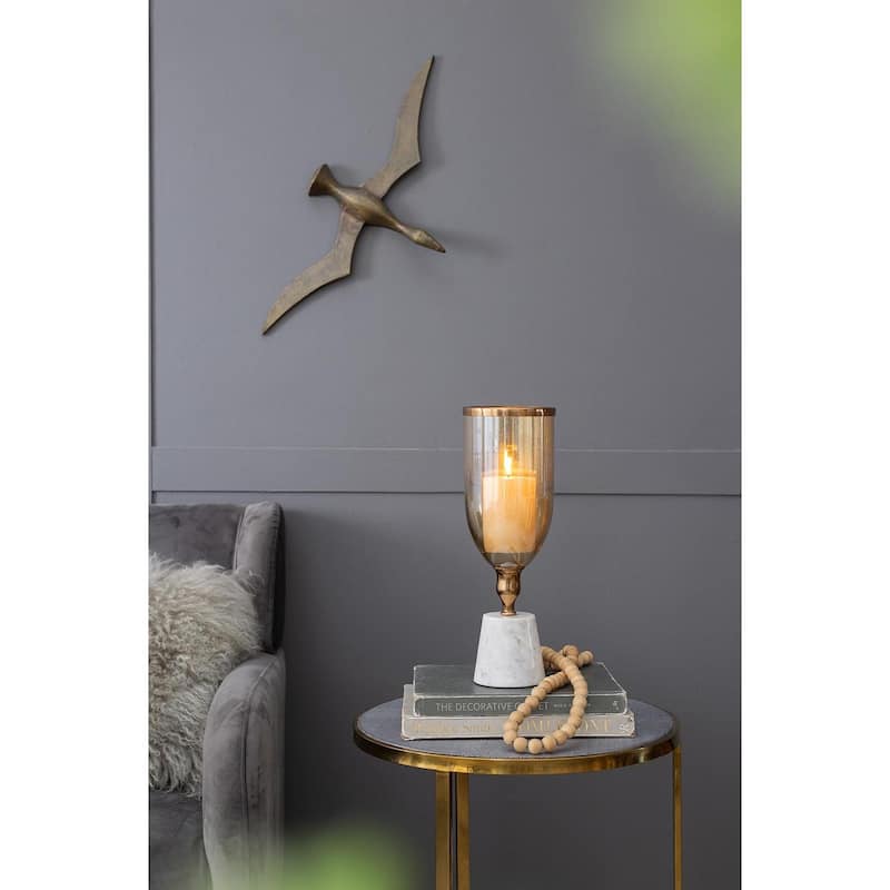 16" Gold And White Glass And Marble Table Vase - 5.10