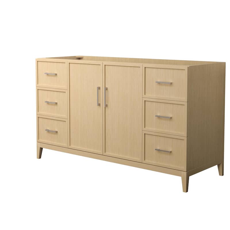Elan 60-inch Single Vanity Cabinet - White Oak, Nickel Trim, No Top