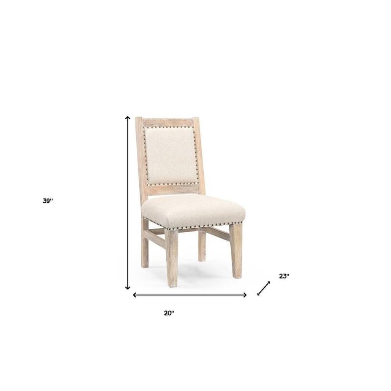 HomeRoots 20" Beige And White Side Chair - 20' X '39' X '23