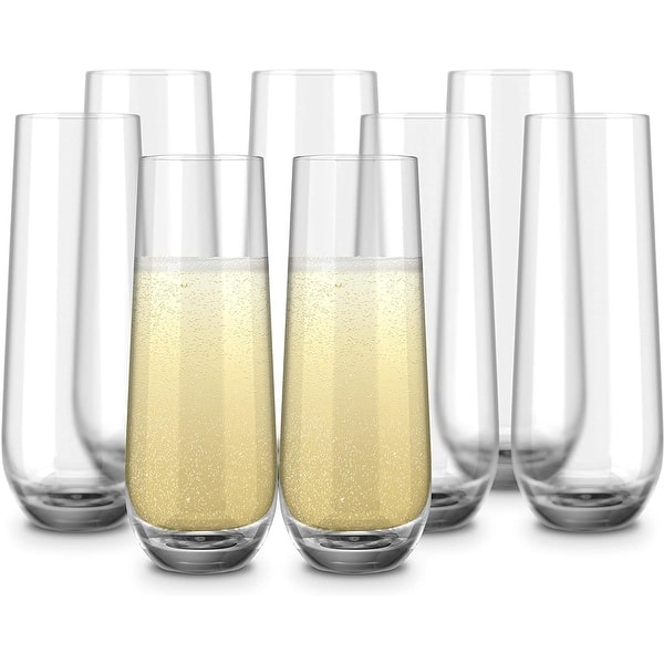 Joyjolt Hue Colored Stemless Glass - 9.4 Oz - Set Of 6 Champagne Flutes