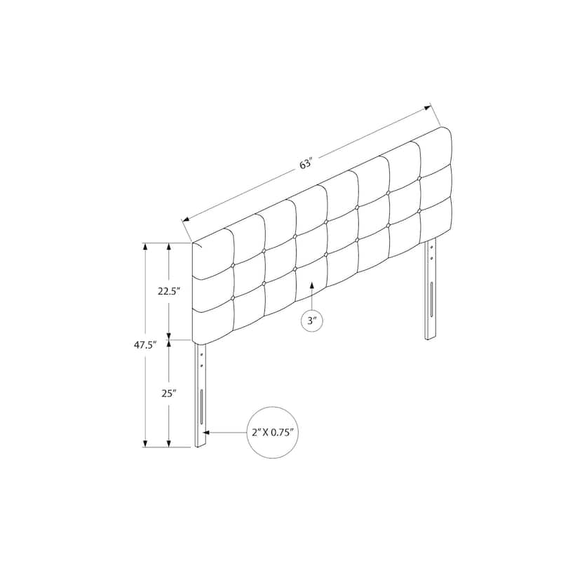Queen Size Brown Leather Look Upholstered Bed Headboard