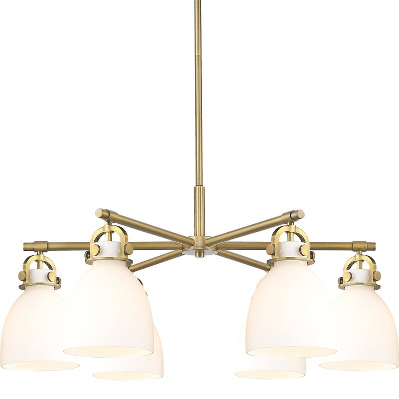 Innovations Lighting 410-6CR-16-26 Newton Bell Chandelier Newton Bell - Brushed Brass / White