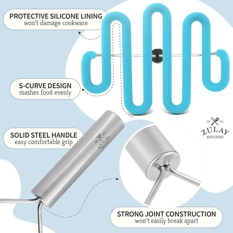 Zulay Kitchen Non-Scratch Potato Masher Kitchen Tool