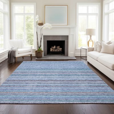 Machine Washable Indoor/ Outdoor Chantille Stripes Rug