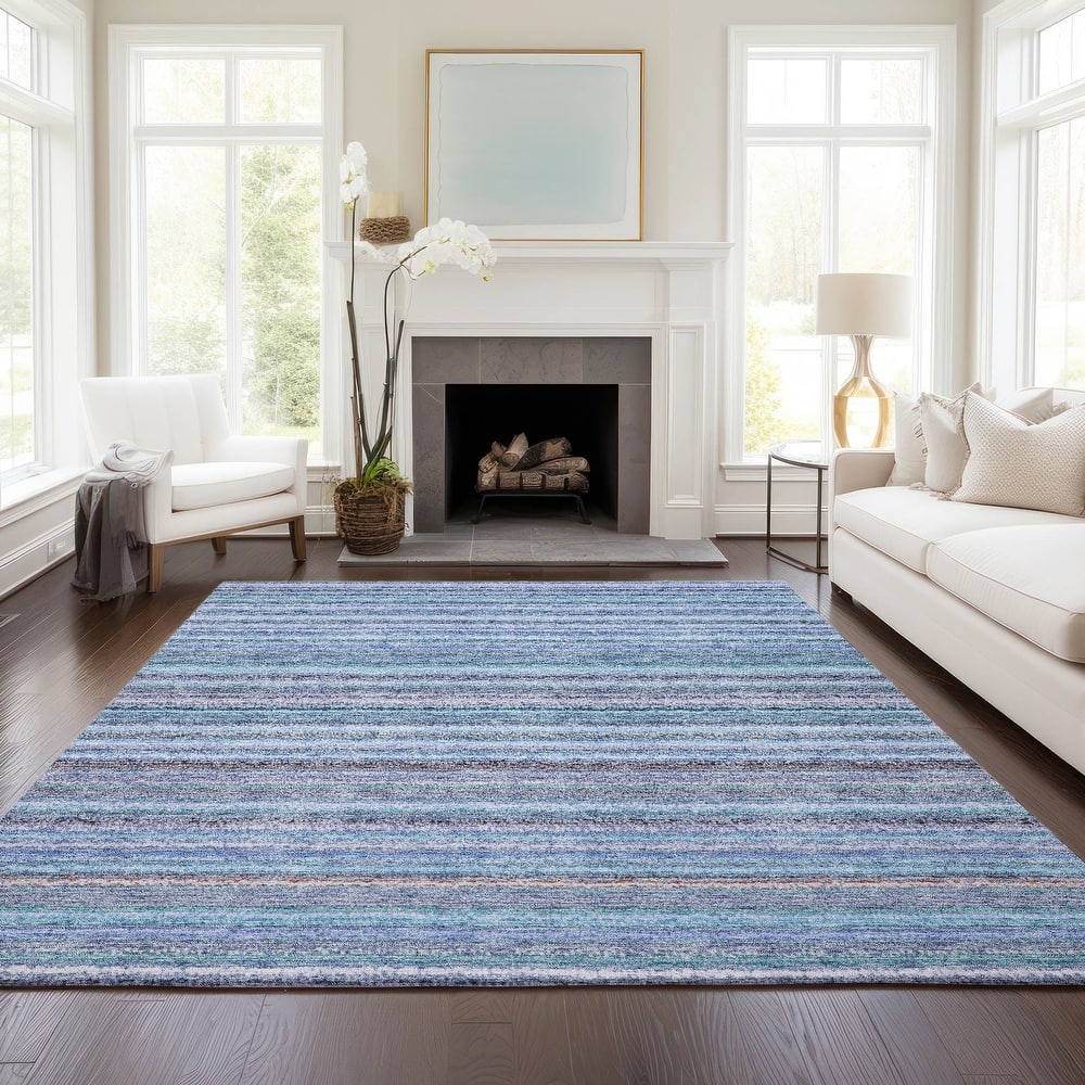 Machine Washable Indoor/ Outdoor Chantille Stripes Rug