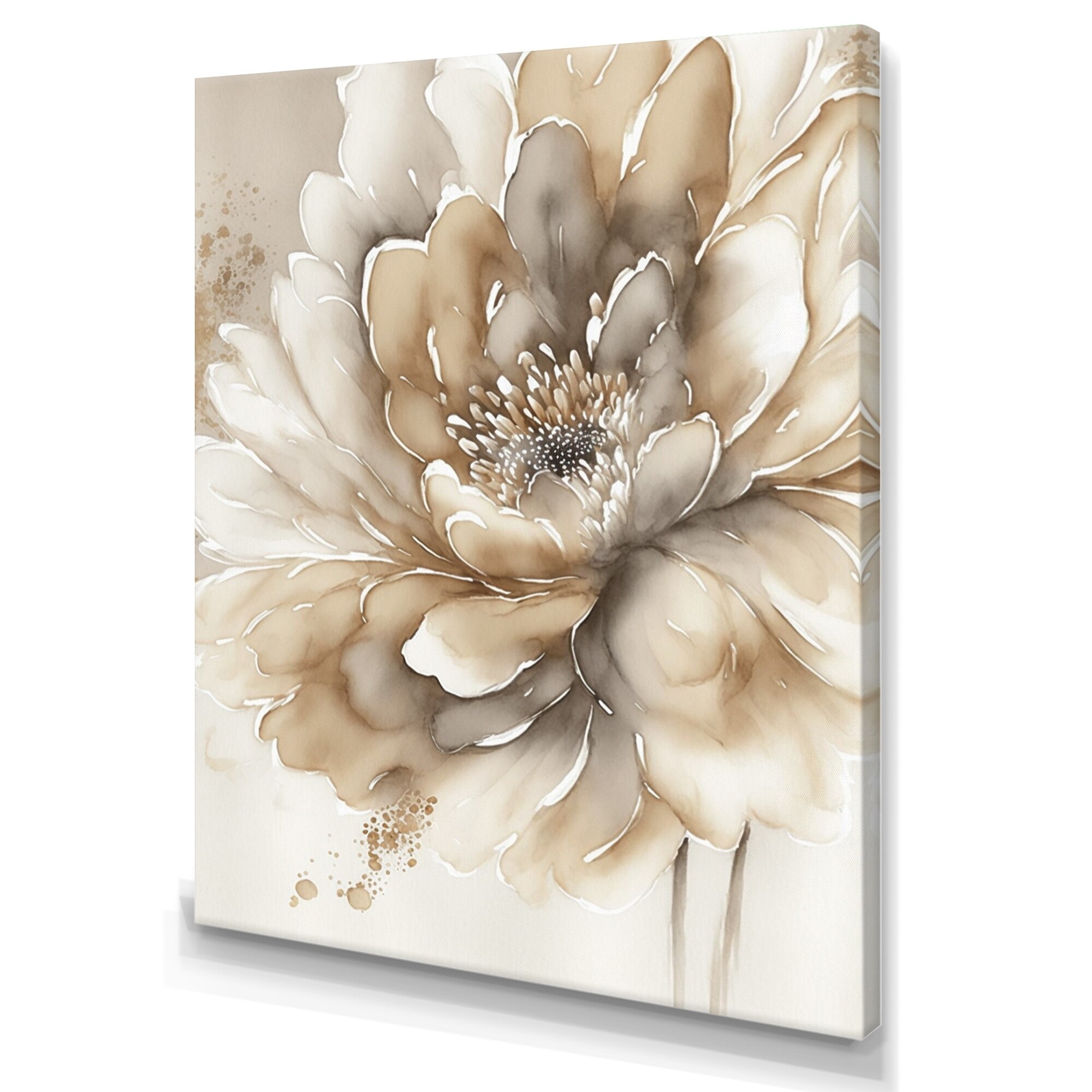 DesignQ Bouquets Of Wildflowers In Gold Vases I Traditional Wood