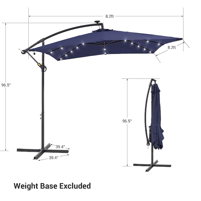 BONOSUKI Outdoor Umbrella,8.2x8.2ft Canopy Offset Umbrella With LED