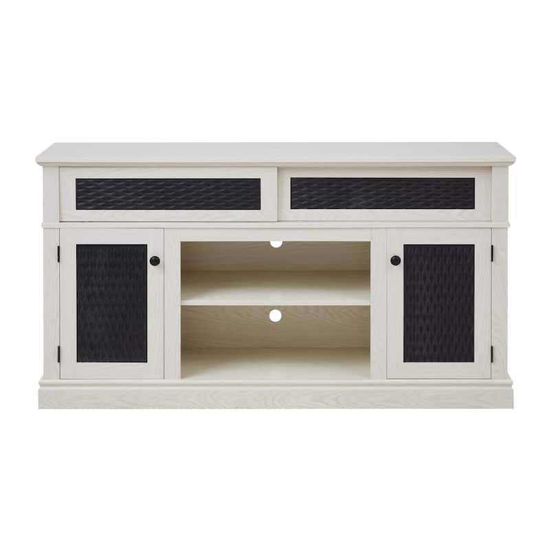 Embossed Pattern TV Stand for TVs Up to 65", Fireplace TV Stand with Storage Cabinet