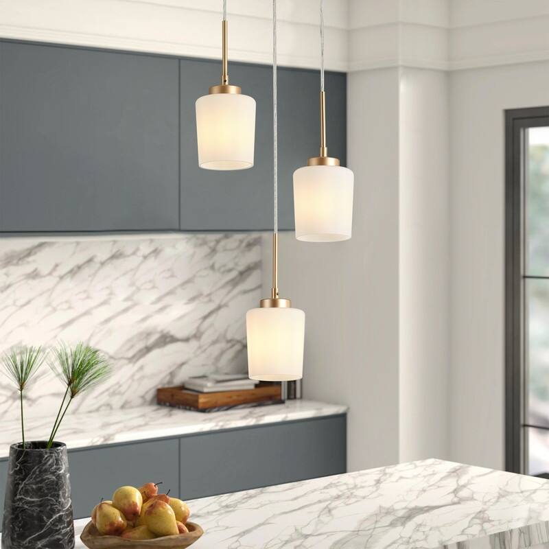 Modern 3-Light Pendant Chandelier with Frosted White Glass Shades