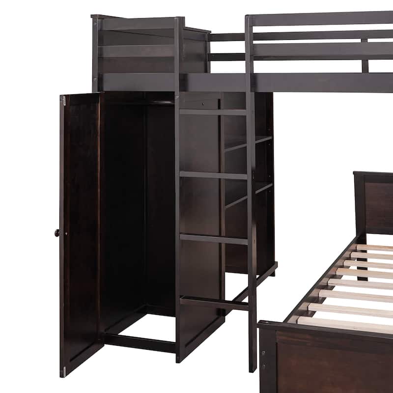 Twin over Full Pine Loft Bed with Stand-alone