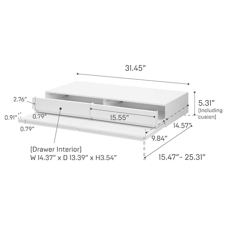 Yamazaki Home Countertop Drawer with Pull-Out Shelf - Wide, Steel - L 25.31 x W 31.5 x H 5.31 inches