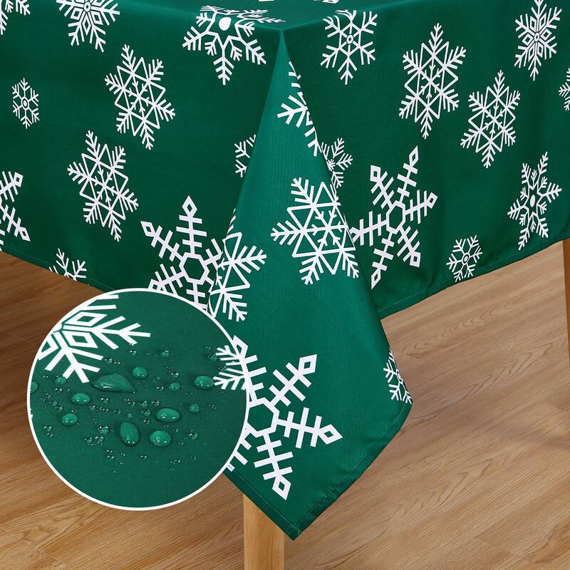Christmas Rectangular Tablecloth Xmas Table Covers for Kitchen Dining Room Table Decor, Green
