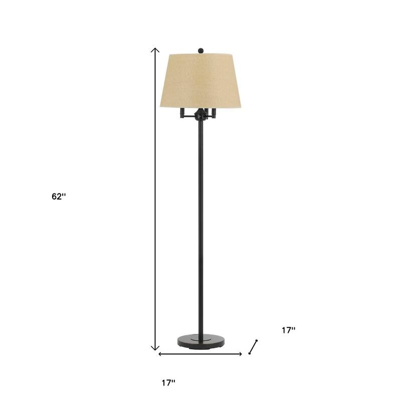 Stylish 62" Bronze Four Light Floor Lamp with Beige Fabric Shade - 62" x 17" x 17"