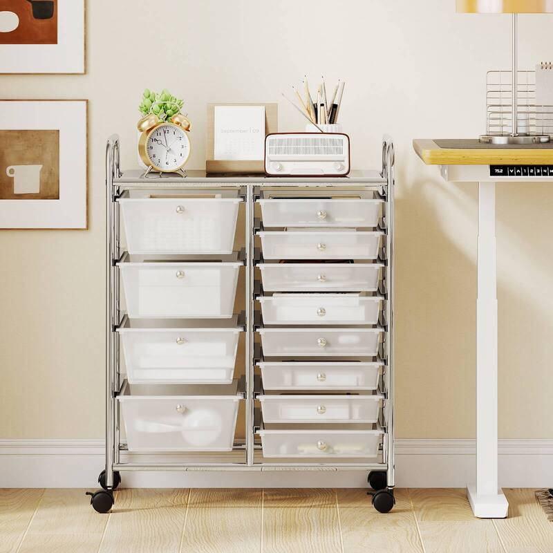 Costway 15 Drawer Rolling Storage Cart Tools Scrapbook Paper Office - See Details