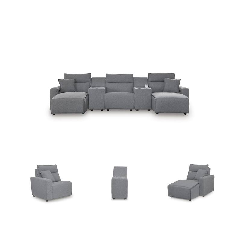 Signature Design by Ashley Modmax Gray 5-Piece Power Reclining Sectional with Chaise - 152" W x 63" D x 41" H