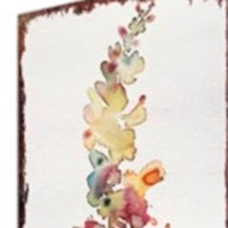 HomeRoots 42" Green Off White Orange And Yellow Solid Wood Watercolor Floral Garden Stake