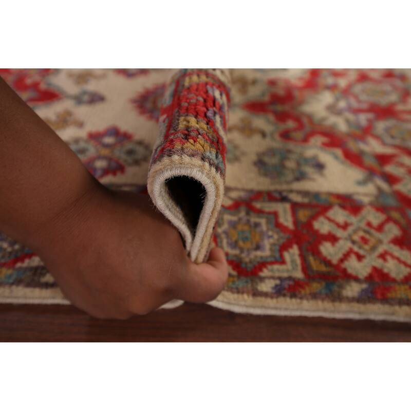 Geometric Kazak Oriental Foyer Rug Handmade Traditional Wool Carpet - 1'10" x 3'2"