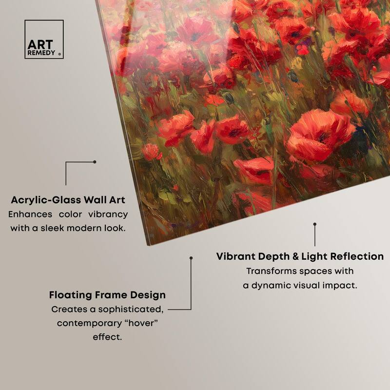 Sea of Red Poppies II Acrylic by Art Remedy, Ready to Hang