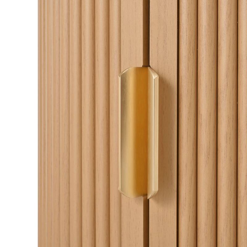 Mid-Century Modern Coffee & End Table Set with Tambour Doors - 2-Piece Wood Finish Living Room Storage