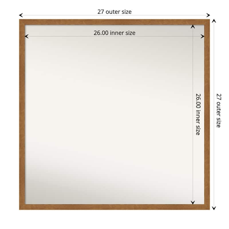 Non-Beveled Wood Bathroom Wall Mirror - Carlisle Blonde Narrow Frame - 27 x 27 in - Carlisle Blonde Narrow