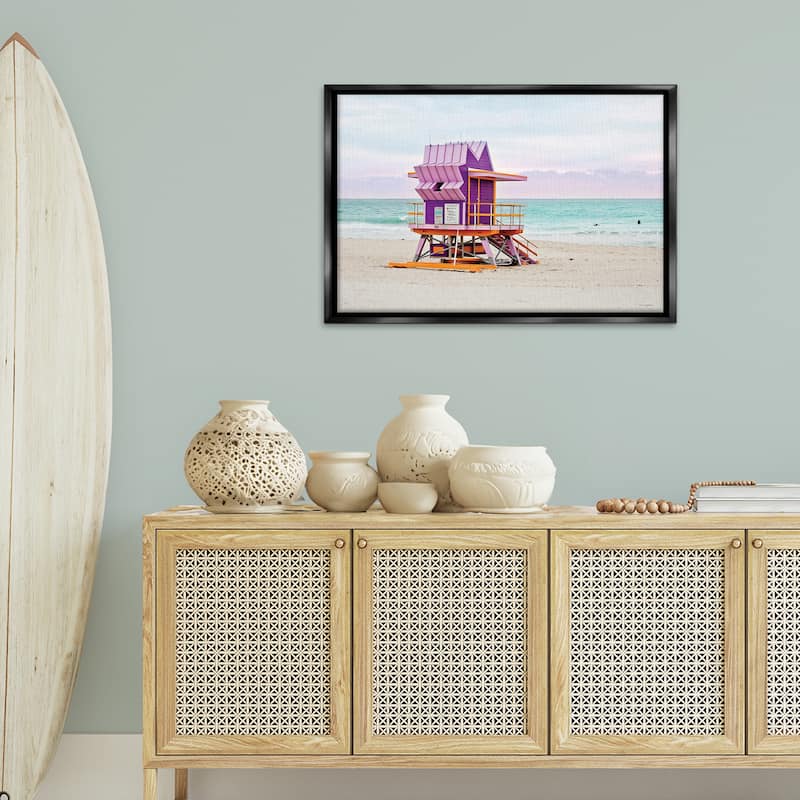 Stupell Purple Lifeguard Building Framed Floater Canvas Wall Art Design By Seven Trees Design