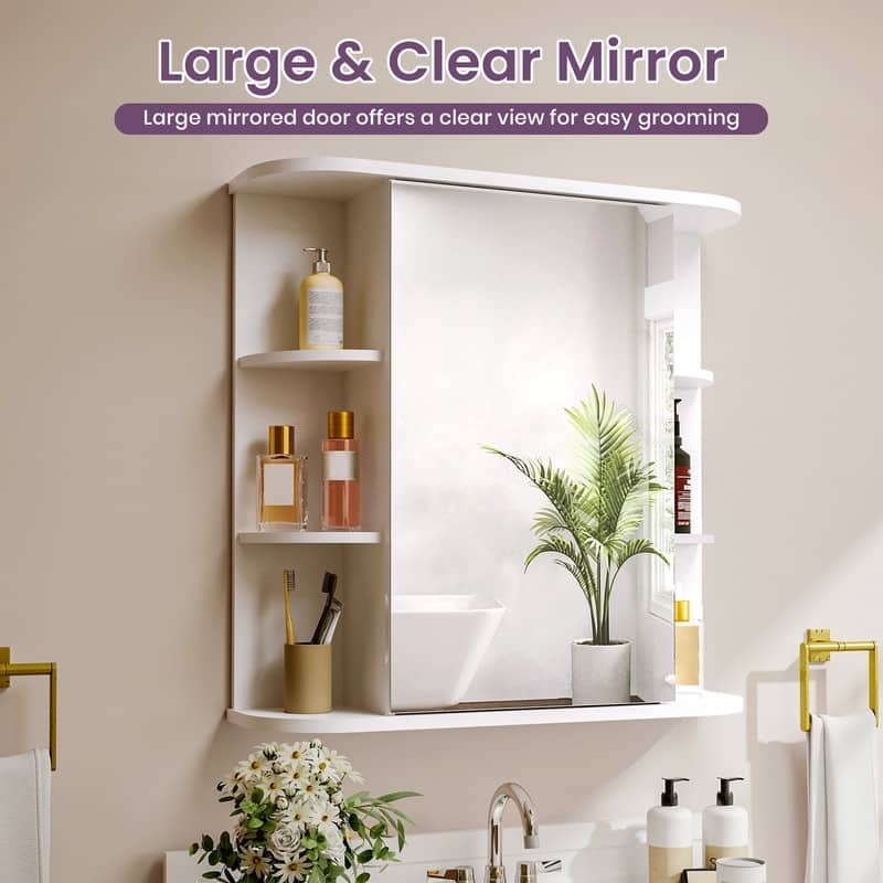 Pamapic Modern Bathroom Medicine Cabinet with Mirror and Shelves