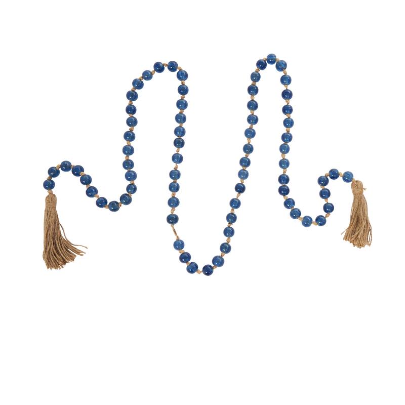 Glass Handmade Round Long Beaded Garland with Tassel with Knotted Brown Jute