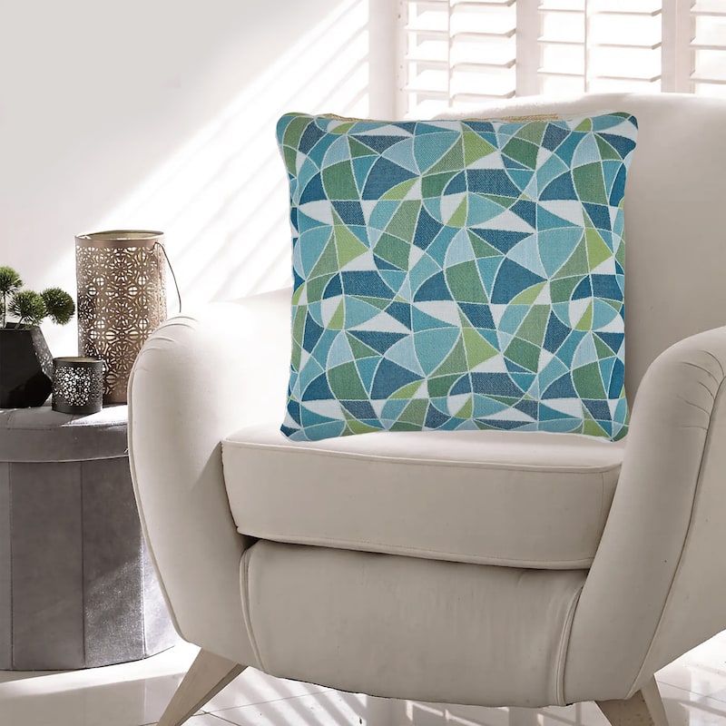 Sery 18 Inch Accent Pillow Set of 4, Indoor Outdoor Woven Geometric, Blue