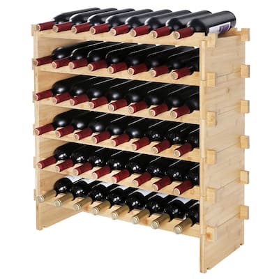 48 Bottle Stackable Modular Wine Rack for Kitchen, Bar, and Cellar - 30" W X 9.8"D X 30.5"H