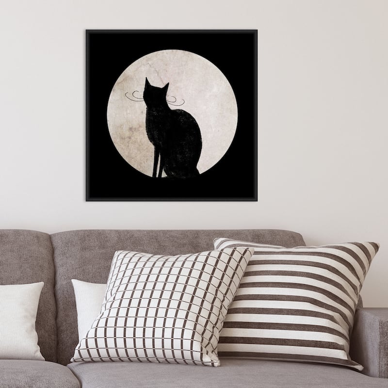 Amanti Art Mystic Moon I Cat Framed Canvas Wall Art