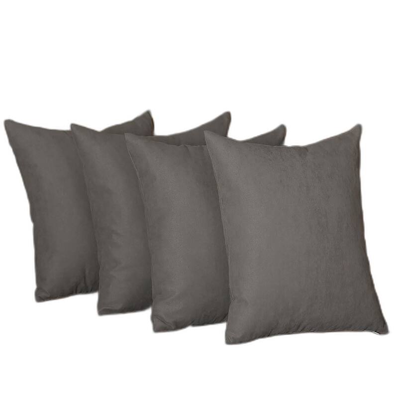 HomeRoots Set Of Four 18" X 18" Gray Polyester Zippered Pillow Cover