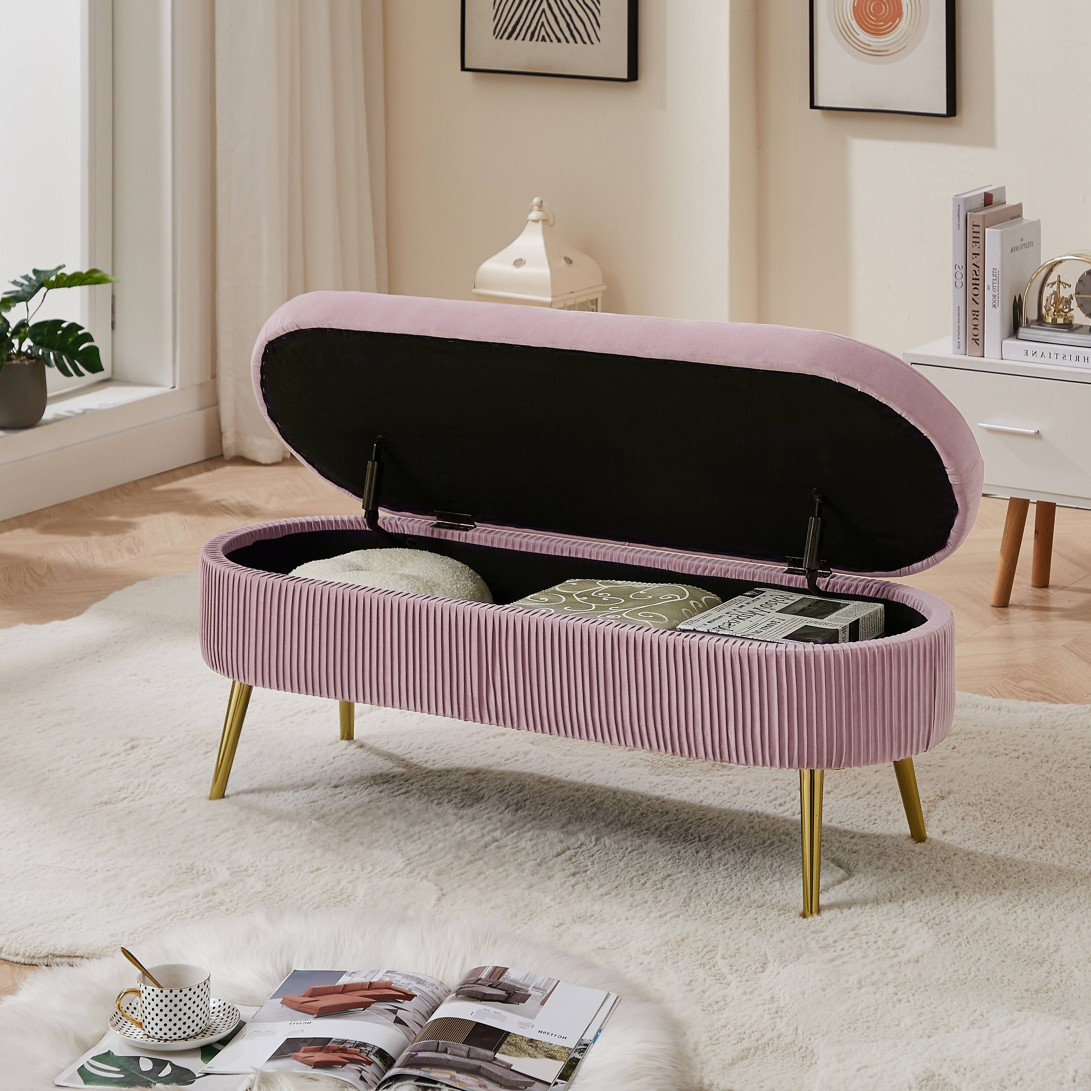Storage bench velvet suit a bedroom soft mat tufted bench sitting room