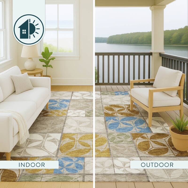 Machine Washable Indoor/ Outdoor Patch Lupton Chantille Rug