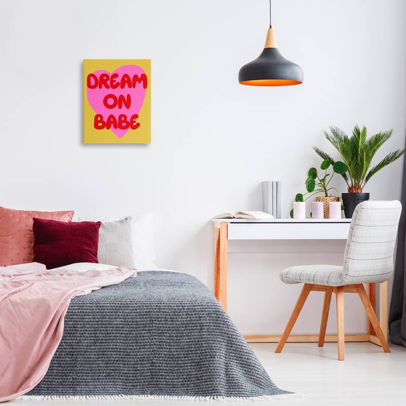 Stupell Dream On Babe on Yellow Canvas Wall Art Design By House of Lulu