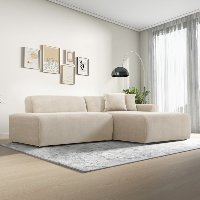 Daron Mid-Century Modern Sectional Corduroy Sofa