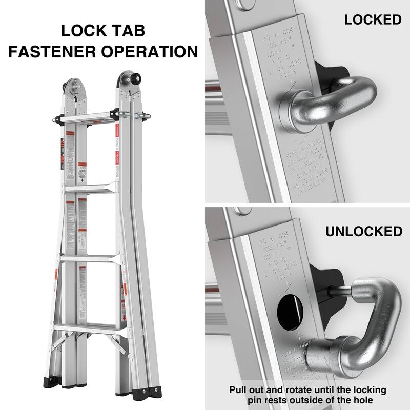 17ft Multi-Position Foldable Aluminum Ladder