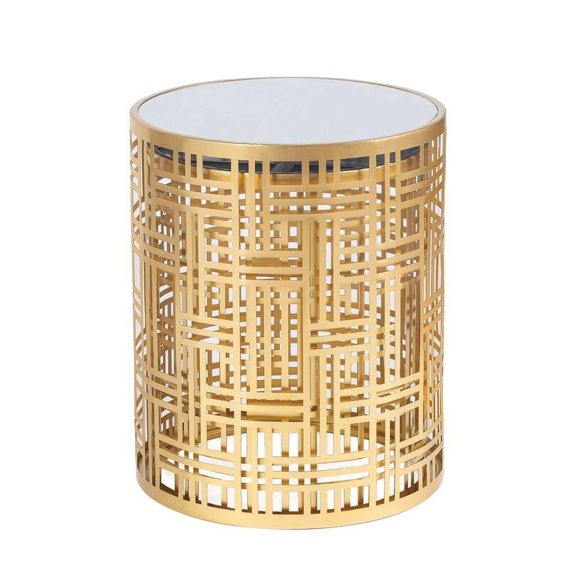 ADECO End Table Gold Accent Side Coffee Nightstand Stool
