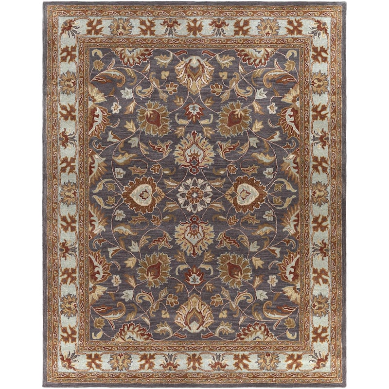 Livabliss Caesar Updated Traditional Border Area Rug. - 7' 6" x 9' 6" - Charcoal/Blue - Rectangle