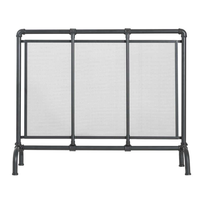 Christopher Knight Home - Celeste Mid-Century Modern Iron Fireplace Screen with Industrial Water Pipe Design - 36" W x 29" H