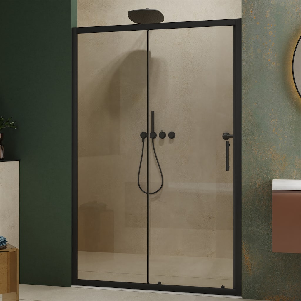 Tempered Glass Single Sliding Shower Door with 1/5" Thick and Handle