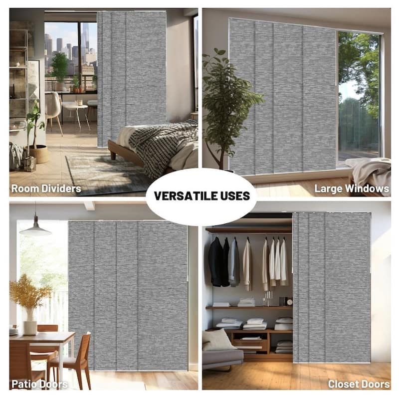 Chicology Calactta Grey Adjustable Cut-to-length Light Filtering Privacy Sliding Panels - Up to 80"W x 96"H