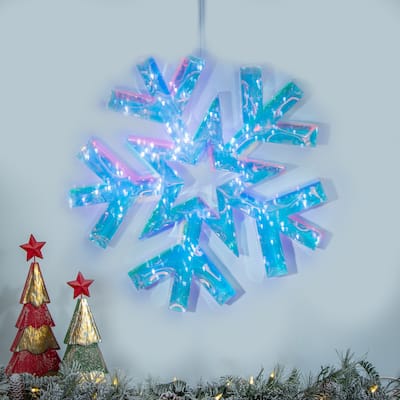 Stunning 18.3 Inch USB Electric Lighted Hanging Holographic Snowflake
