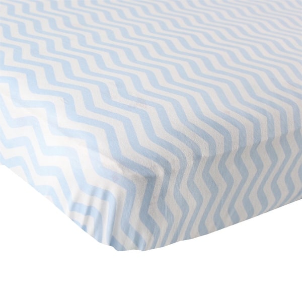 slide 1 of 1, Luvable Friends Baby Boy Fitted Crib Sheet, Blue Chevron, One Size - Blue Chevron - One Size One Size - Blue Chevron