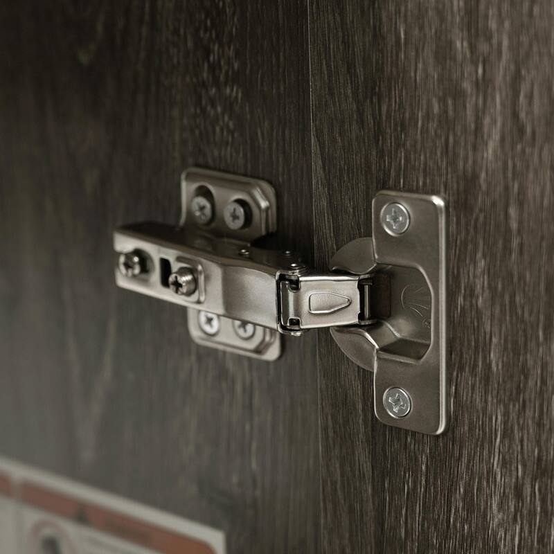 21.6" Bathroom Vanity with Ceramic Sink, Freestanding Modern Wood Grain Cabinet with Open & Closed Storage