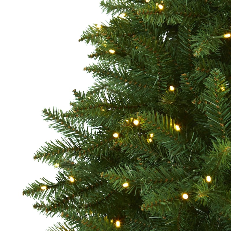 7.5Ft Artificial Christmas Tree with Lights - Green Valley Fir, Holiday Decor, Winter Tree, Festive Evergreen - 84