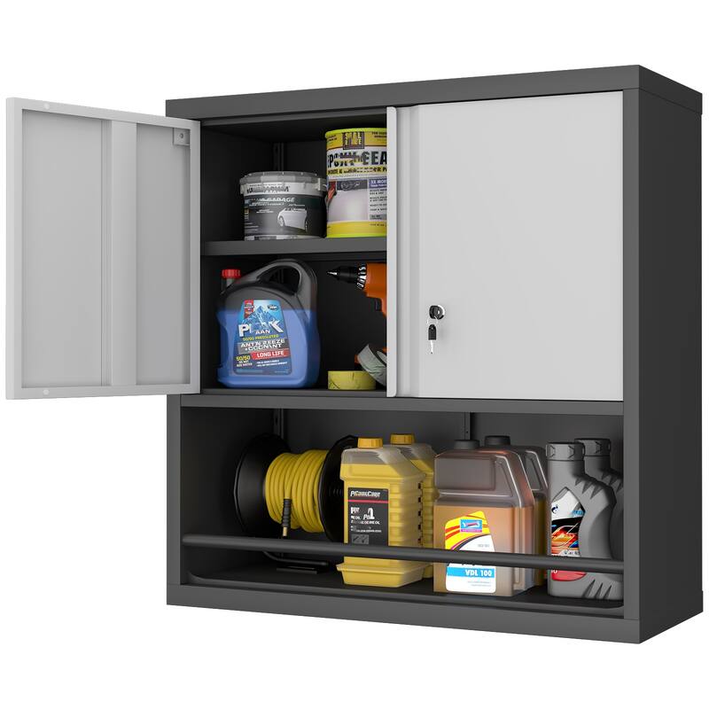 2 Doors Metal Storage Cabinet Kitchen Pantry Cabinet With Adjustable Shelves Tall Steel Cabinet Locker