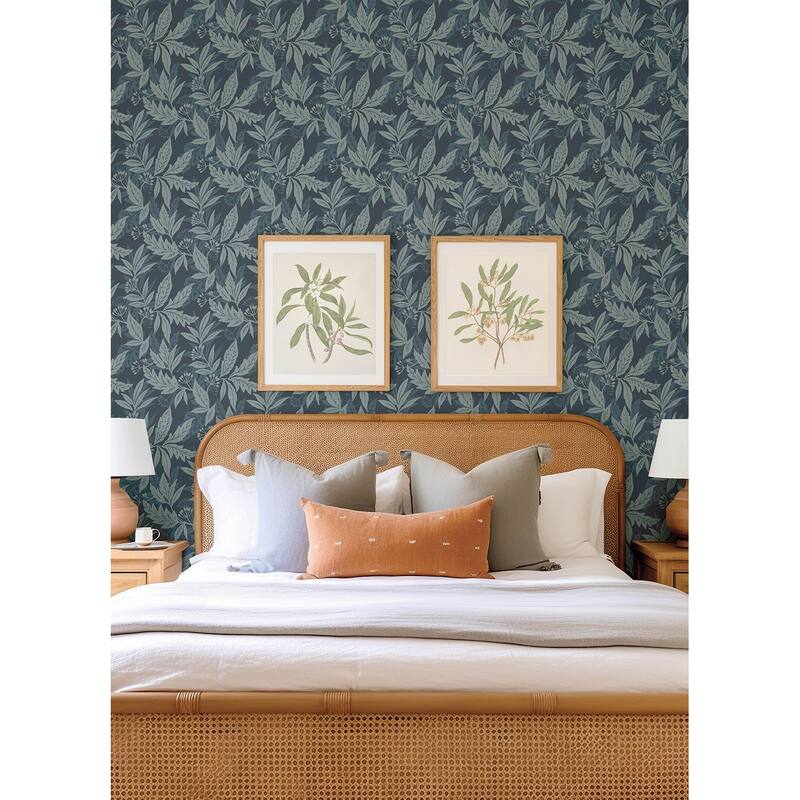 A-Street Prints Anita Teal Woodland Floral Wallpaper